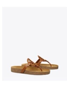 Tory Burch Miller Cloud -  Classic Cuoio-Leather Slide Sandals (box included)